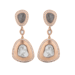 Earrings made of 750 rose gold with diamond disc