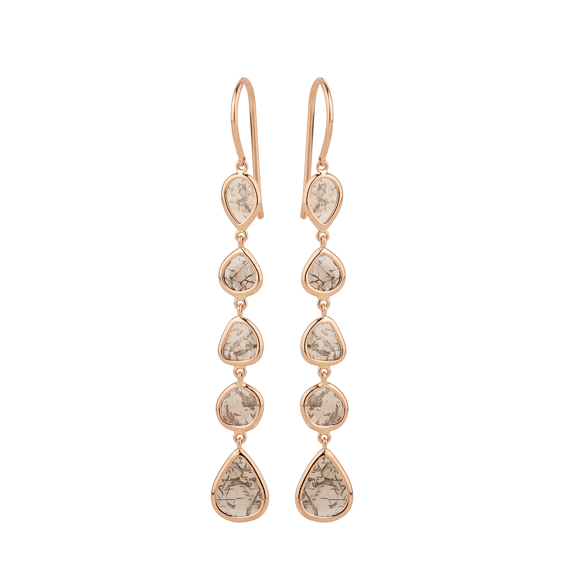 Earrings with diamond discs in 750 rose gold