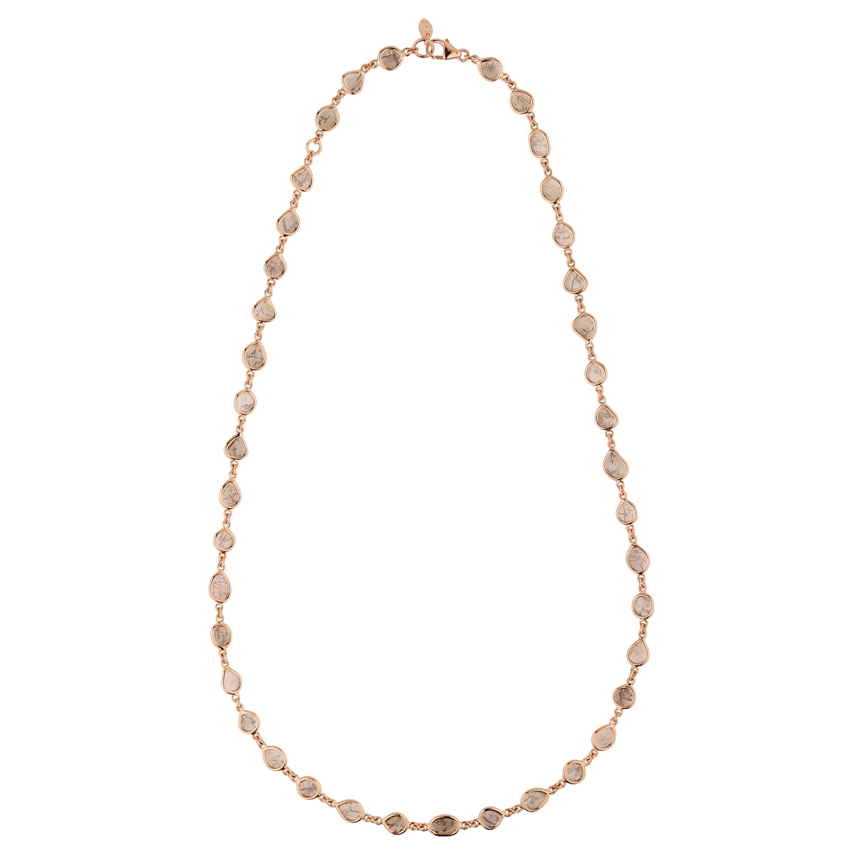 Diamond disc necklace with rose gold