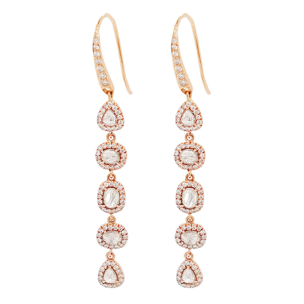 750 Rosegold Ohrring mit Diamanten- Polaki Earing