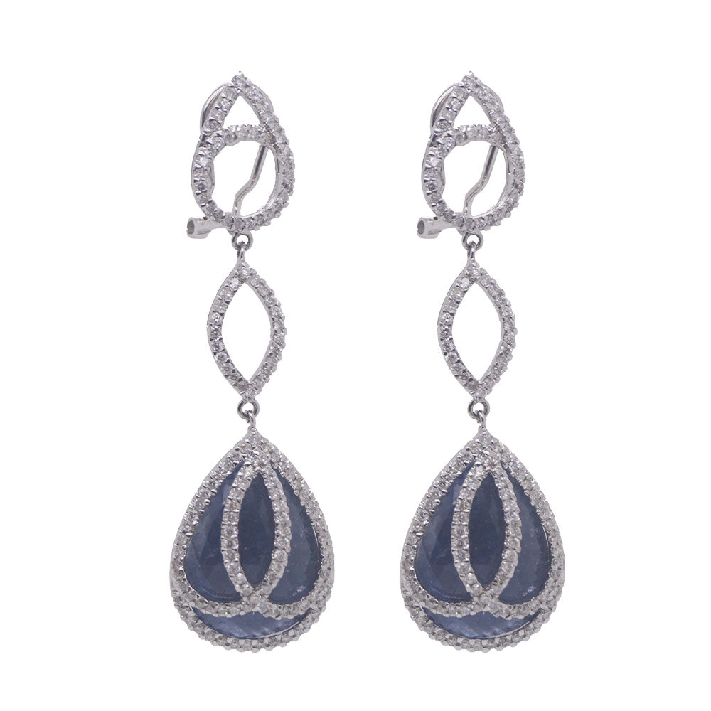 Boucles d'oreilles en or blanc 750 avec diamants