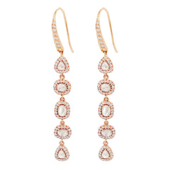 750 rose gold earring with diamonds - Polaki Earing