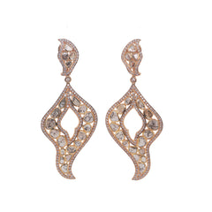 Earring made of 750 rose gold with disc diamonds and diamonds