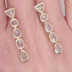 Boucles d'oreilles en or jaune 750 avec taille diamant