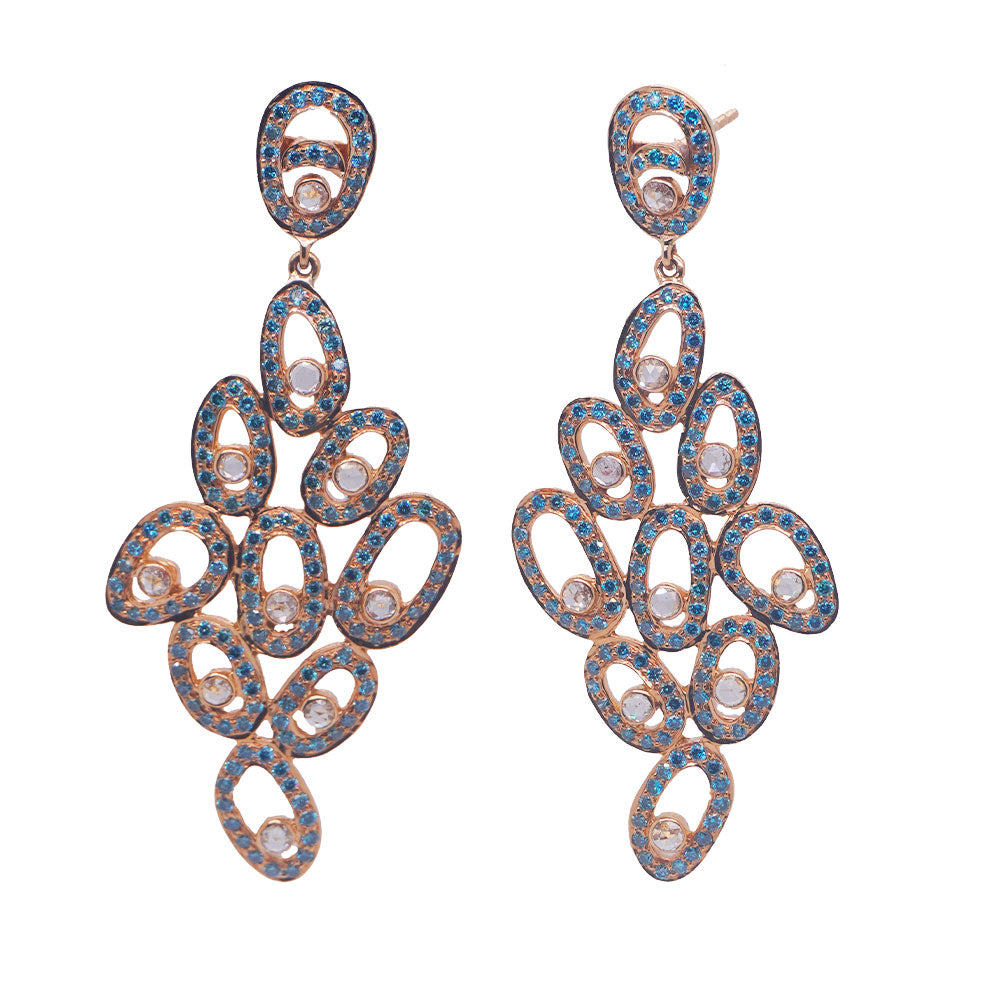 Boucles d'oreilles en or rose 750 avec diamants