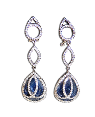 Boucles d'oreilles en or 750 avec diamant et saphir
